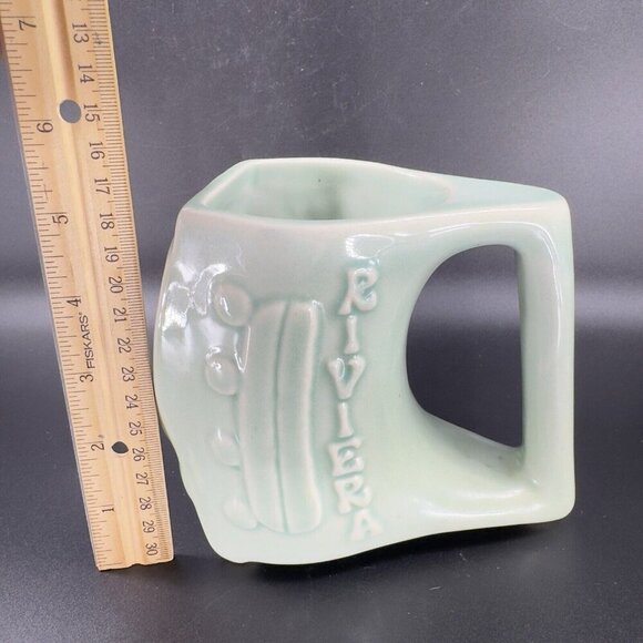 Padilla Pottery Mug Cup Light Green Rivera Mexico Large Heavy Pottery Mug Cup - Picture 3 of 13